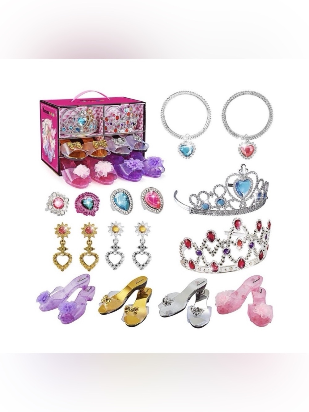 PicassoTiles Princess Dress Up Collection 20-Piece Crowns Shoes Jewelry Set NIB